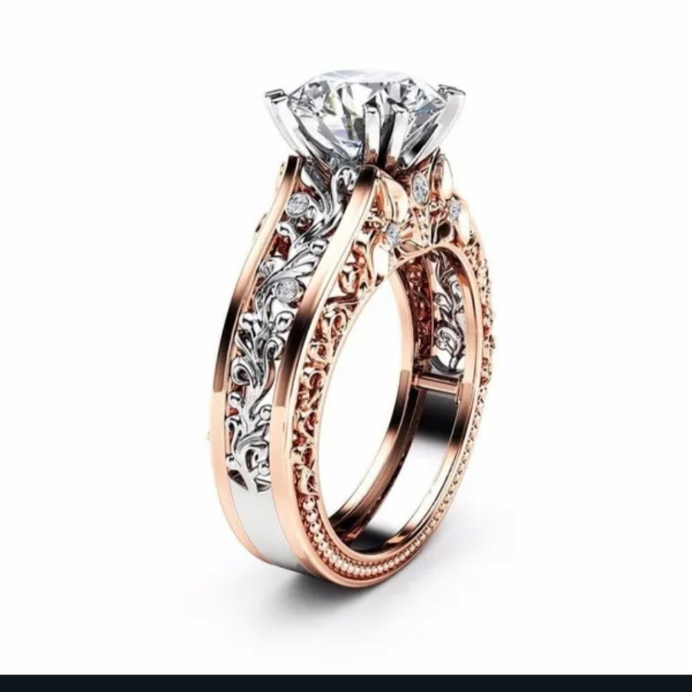 🌟🌟NEW🌟🌟GORGEOUS!! 3CT Round Clear Center Stone Ring in ROSE GOLD plating 🌟